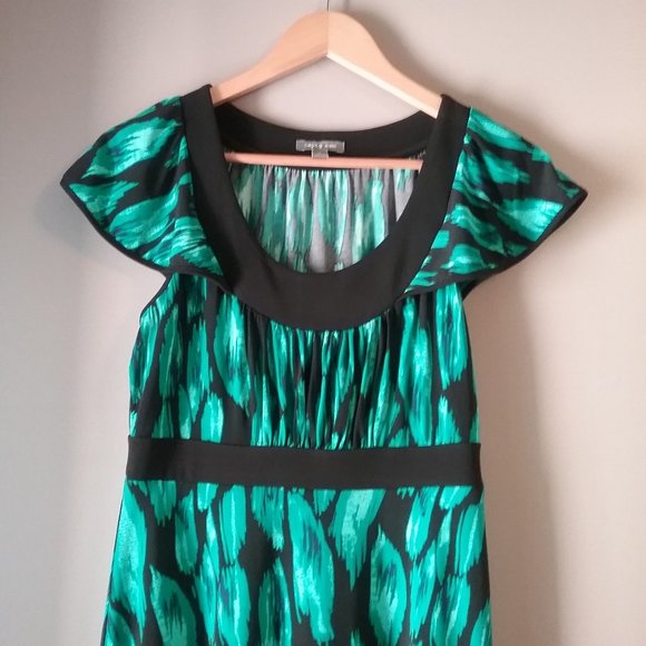 🌞 Apt 9 Green & Black A-line Dress | Small - Picture 2 of 14